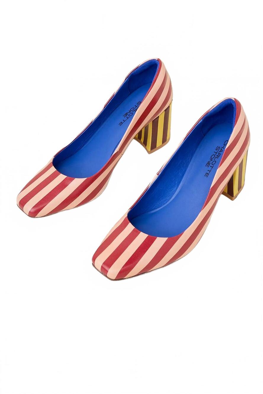 NEW CHARLOTTE STONE women's estee square toe pump heel in begonia